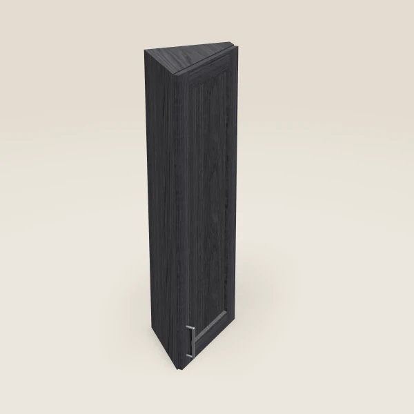 12" Wall End Angle Cabinet — 42" High — Blaze Black, 3D picture