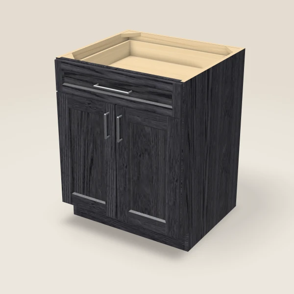 27" Base Cabinet — Double Door — Blaze Black, 3D picture