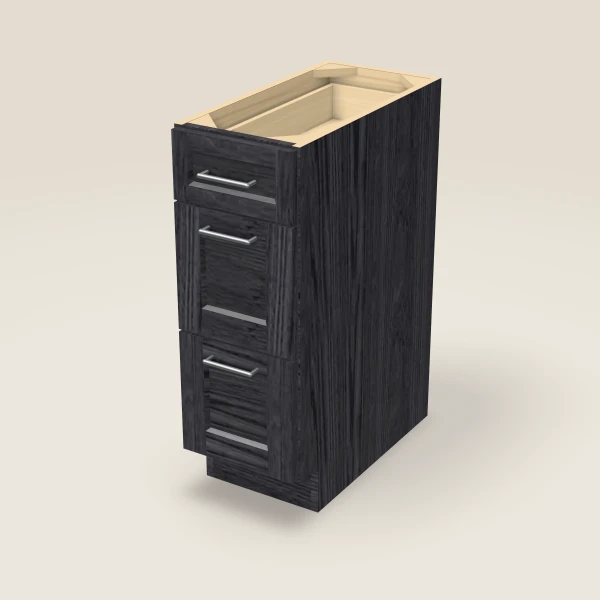12" 3-Drawer Base — Blaze Black, 3D picture