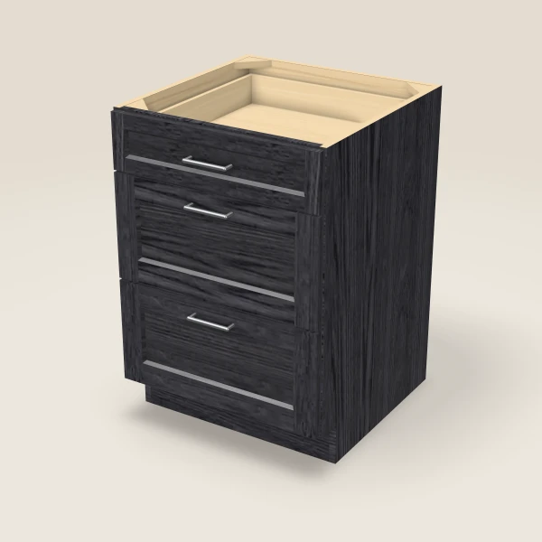 24" 3-Drawer Base — Blaze Black, 3D picture