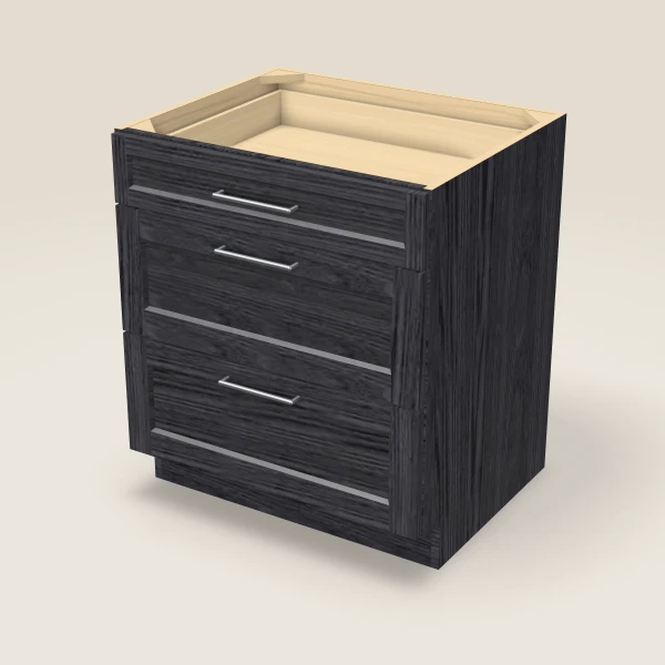 30" 3-Drawer Base — Blaze Black, 3D picture