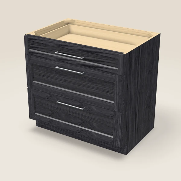 36" 3-Drawer Base — Blaze Black, 3D picture
