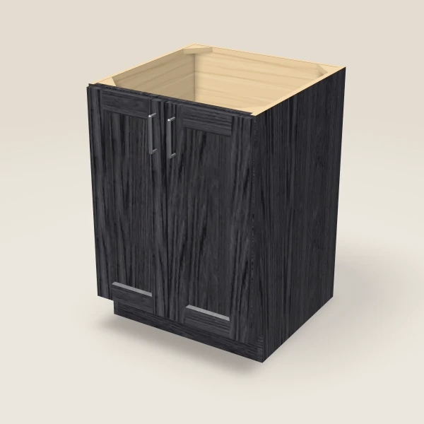 24" Full Height Base Cabinet — Double Door — Blaze Black, 3D picture