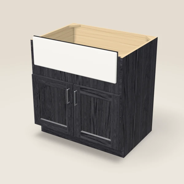 33" Farm Sink Base — Blaze Black, 3D picture