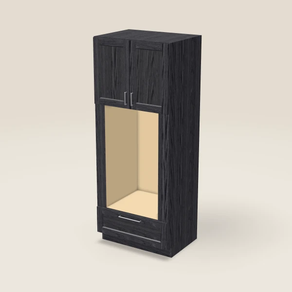33" Oven Cabinet with Microwave Opening — 84" High — Blaze Black, 3D picture