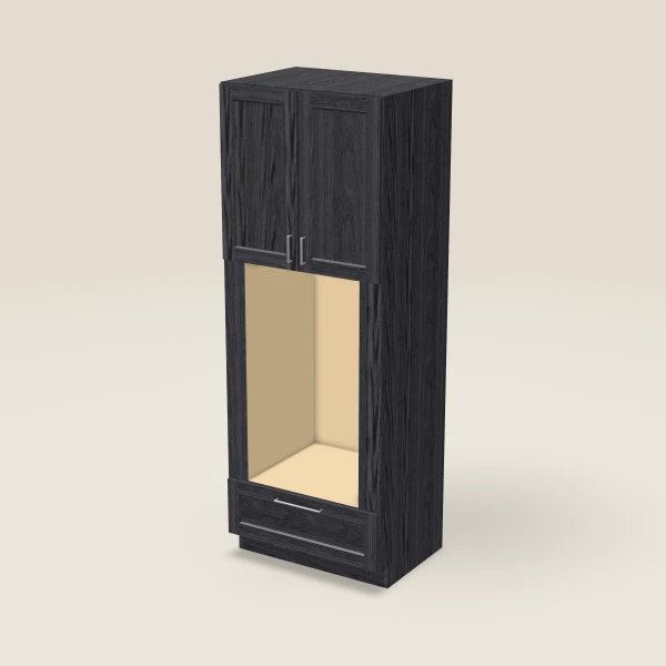 33" Oven Cabinet with Microwave Opening — 90" High — Blaze Black, 3D picture