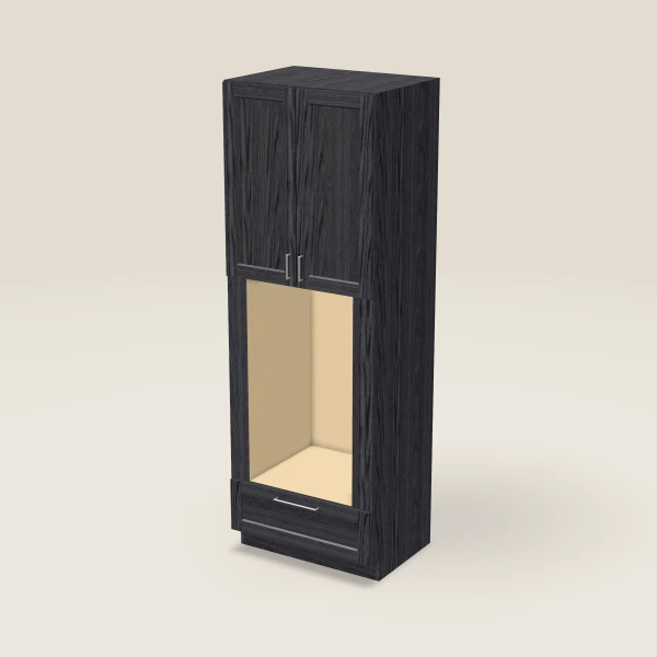33" Oven Cabinet with Microwave Opening — 96" High — Blaze Black, 3D picture