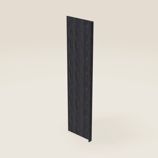 Panel lateral de refrigerador con 3" de retorno — 24" × 96" — Blaze Black, imagen en 3D