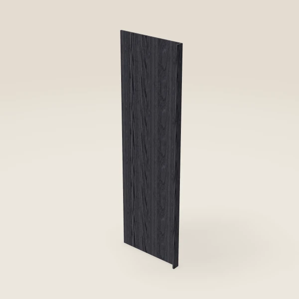 Panel lateral de refrigerador con 3" de retorno — 30" × 96" — Blaze Black, imagen en 3D