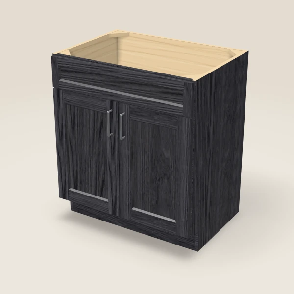 30" Vanity, Doors Only — Blaze Black, 3D picture