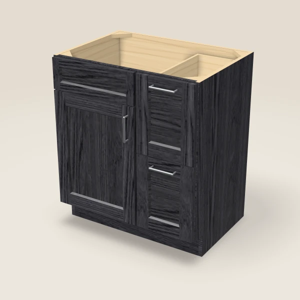 30" Vanity with Drawers Right — Blaze Black, 3D picture