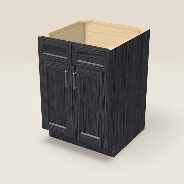 24" Sink Base — Double Door — Blaze Black, 3D picture