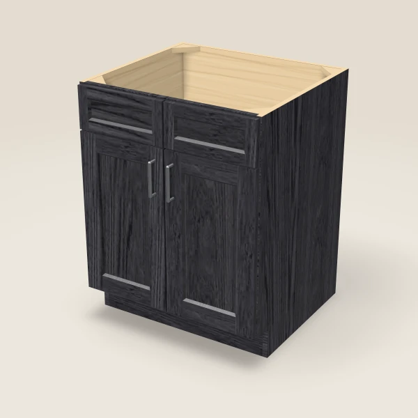 27" Sink Base — Double Door — Blaze Black, 3D picture