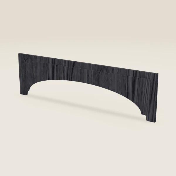 42" Arched Raised-Panel Valance — 12" to 8" High — Blaze Black, 3D picture