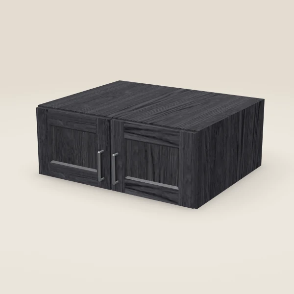 30" Wall Cabinet — 12" High, 24" Deep, Double Door — Blaze Black, 3D picture