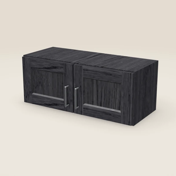 30" Wall Cabinet — 12" High, Double Door — Blaze Black, 3D picture
