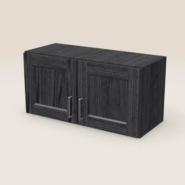 30" Wall Cabinet — 15" High, Double Door — Blaze Black, 3D picture