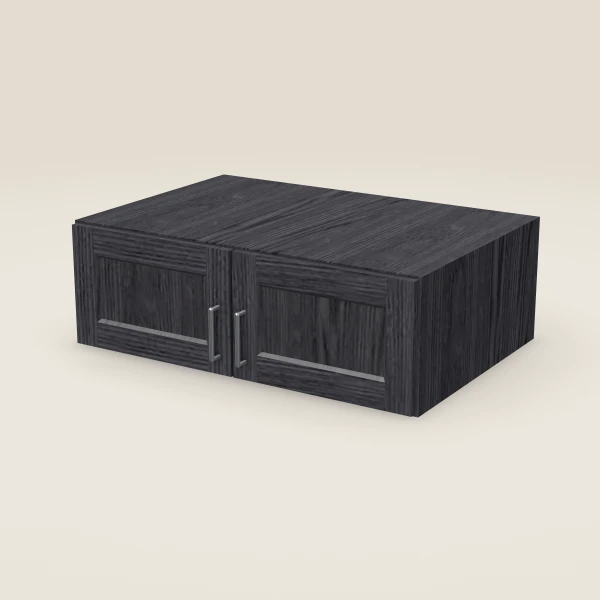 36" Wall Cabinet — 12" High, 24" Deep, Double Door — Blaze Black, 3D picture