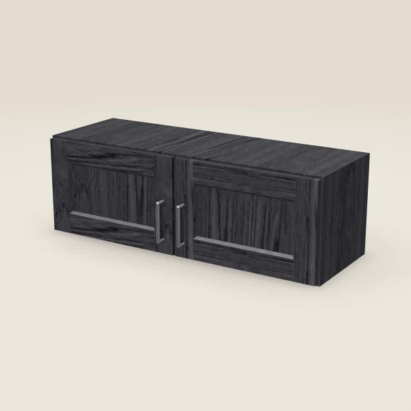 36" Wall Cabinet — 12" High, Double Door — Blaze Black, 3D picture