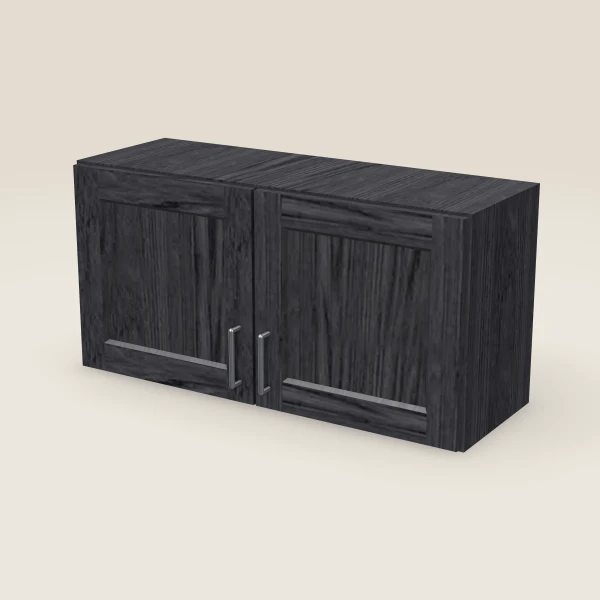 36" Wall Cabinet — 18" High, Double Door — Blaze Black, 3D picture
