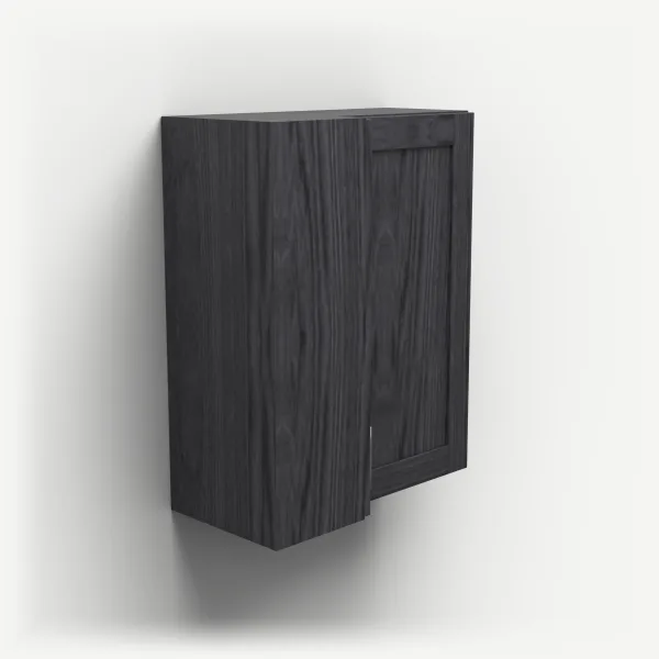 24" Wall Corner Cabinet, Bi-Fold Door — 30" High — Blaze Black, 3D picture