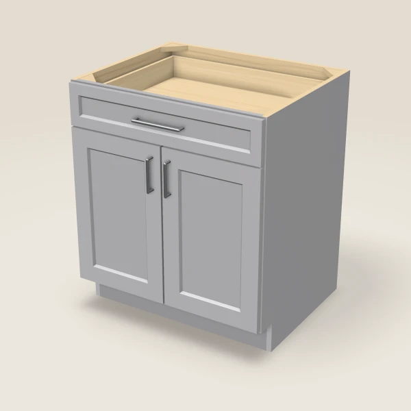 30" Base Cabinet — Double Door — Lait Grey, 3D picture