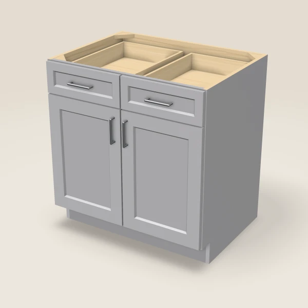 33" Base Cabinet — Double Door — Lait Grey, 3D picture