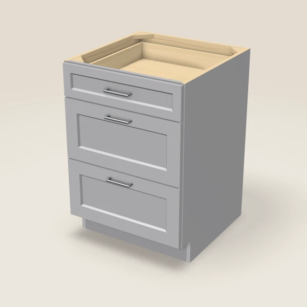 Base de 3 cajones de 24" — Lait Grey, imagen en 3D