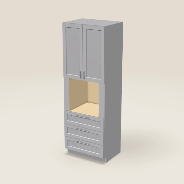 33" Oven Cabinet — 96" High — Lait Grey, 3D picture