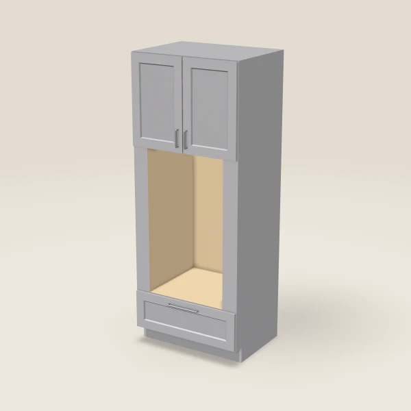 33" Oven Cabinet with Microwave Opening — 84" High — Lait Grey, 3D picture
