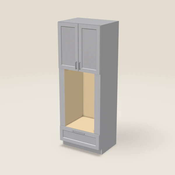 33" Oven Cabinet with Microwave Opening — 90" High — Lait Grey, 3D picture