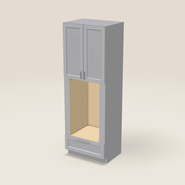 33" Oven Cabinet with Microwave Opening — 96" High — Lait Grey, 3D picture