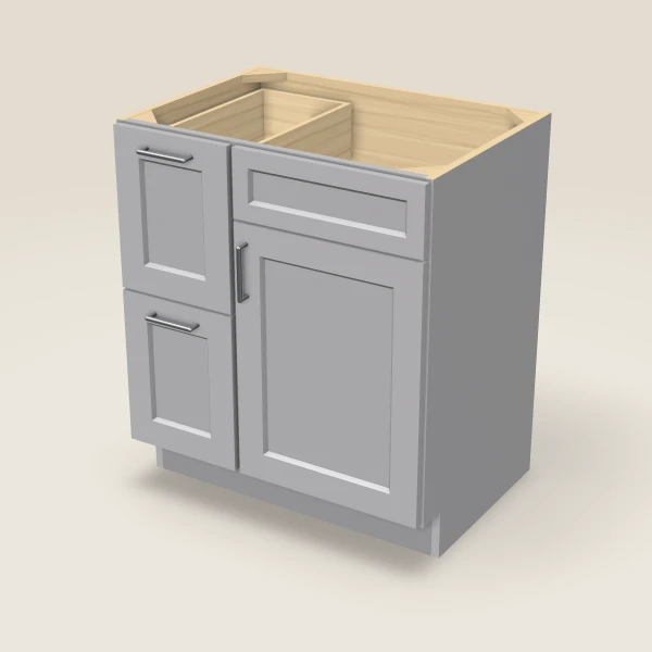30" Vanity with Drawers Left — Lait Grey, 3D picture