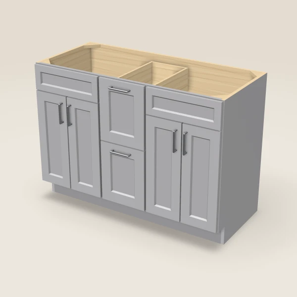 48" Vanity with Drawers Both Sides — Lait Grey, 3D picture
