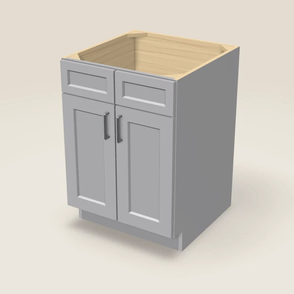 24" Sink Base — Double Door — Lait Grey, 3D picture