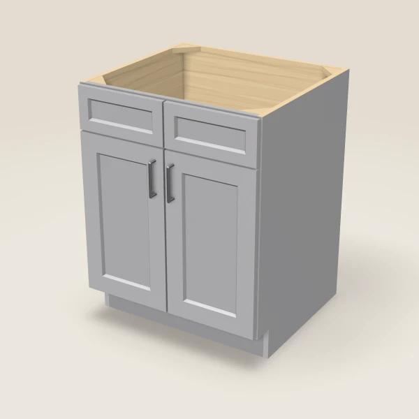 27" Sink Base — Double Door — Lait Grey, 3D picture