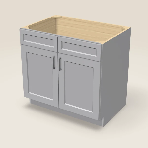 36" Sink Base — Double Door — Lait Grey, 3D picture