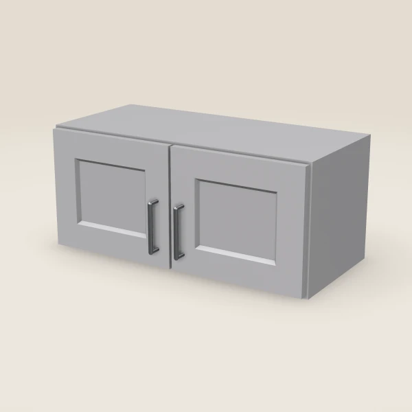 27" Wall Cabinet — 12" High, Double Door — Lait Grey, 3D picture