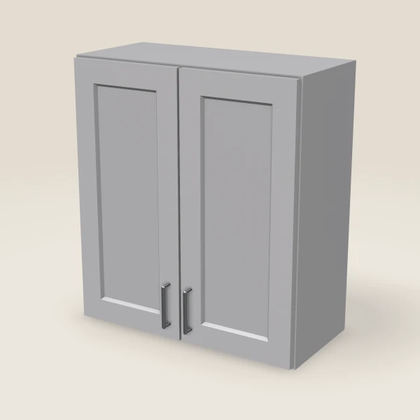 27" Wall Cabinet — 30" High, Double Door — Lait Grey, 3D picture