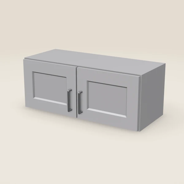 30" Wall Cabinet — 12" High, Double Door — Lait Grey, 3D picture