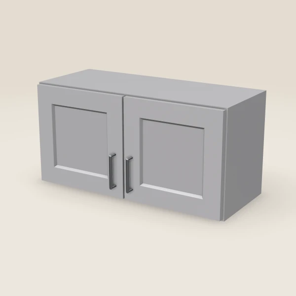 30" Wall Cabinet — 15" High, Double Door — Lait Grey, 3D picture