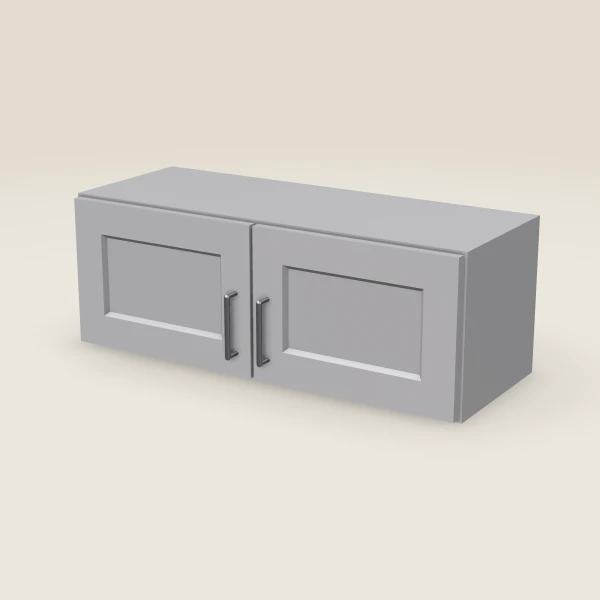 33" Wall Cabinet — 12" High, Double Door — Lait Grey, 3D picture