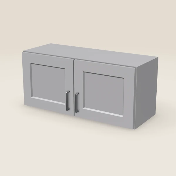 33" Wall Cabinet — 15" High, Double Door — Lait Grey, 3D picture