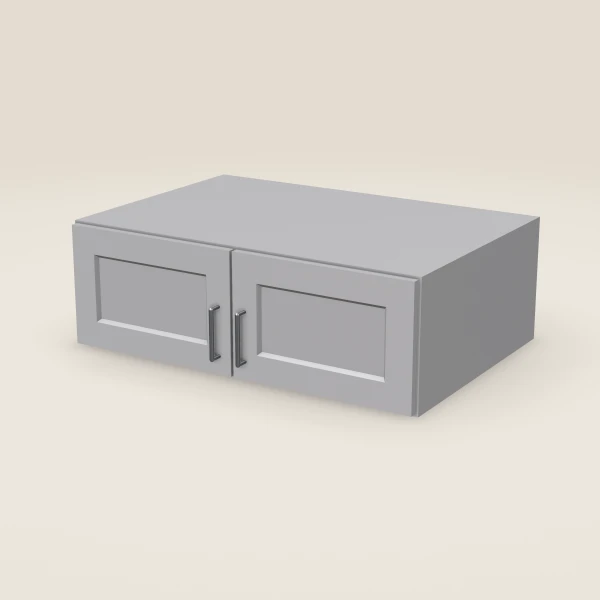 36" Wall Cabinet — 12" High, 24" Deep, Double Door — Lait Grey, 3D picture