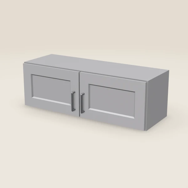 36" Wall Cabinet — 12" High, Double Door — Lait Grey, 3D picture