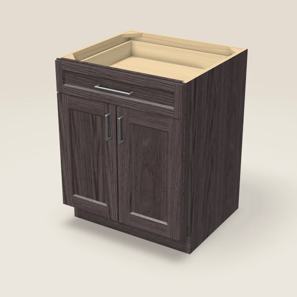 27" Base Cabinet — Double Door — Greystone, 3D picture