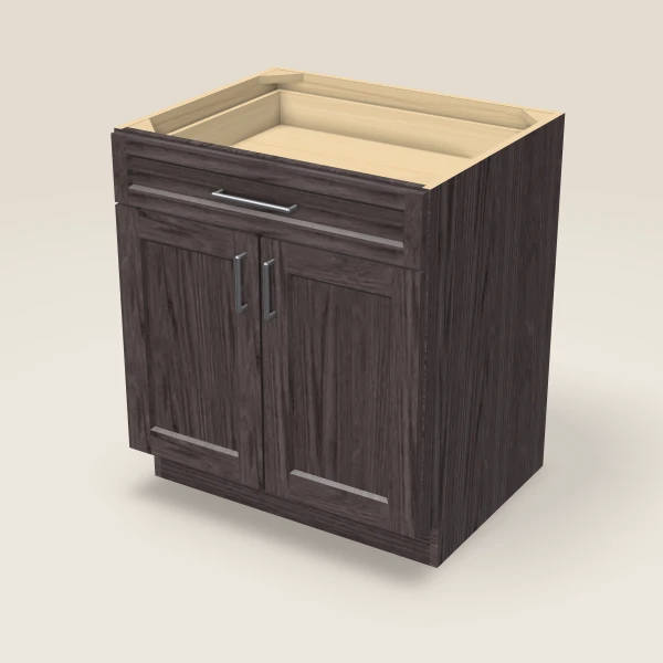 30" Base Cabinet — Double Door — Greystone, 3D picture