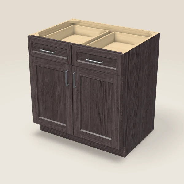 33" Base Cabinet — Double Door — Greystone, 3D picture