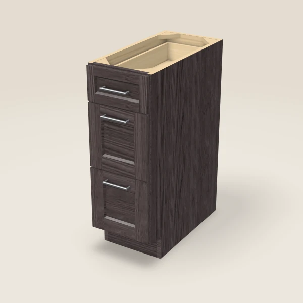 12" 3-Drawer Base — Greystone, 3D picture