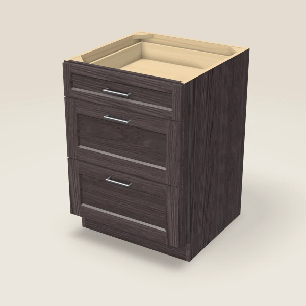 24" 3-Drawer Base — Greystone, 3D picture